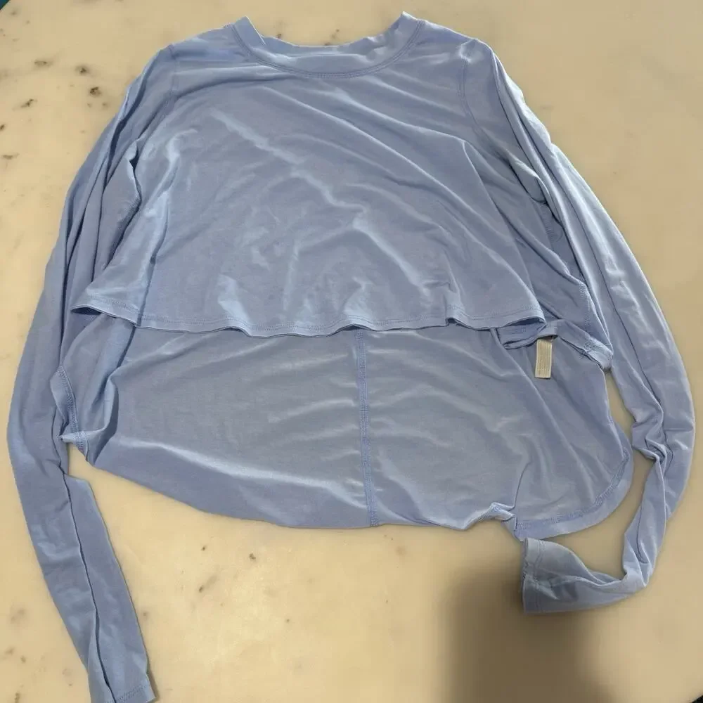 Free People Movement S Breathe Easy Layer Top Blue Lightweight Activewear Run